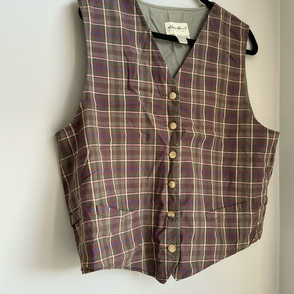 Eddie Bauer Multicolor Women’s Plaid Vest Size Large